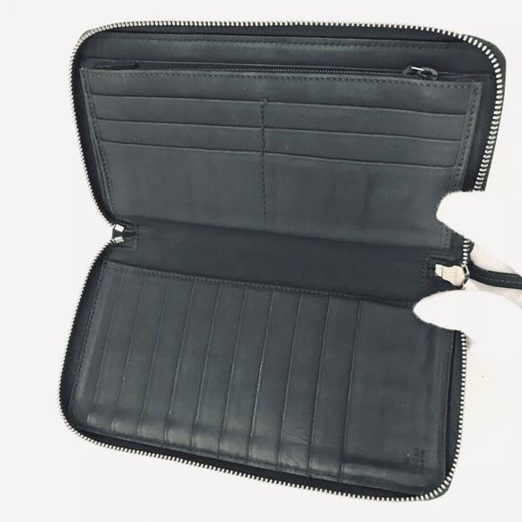 Authentic GUCCI Ssima GG Logo Leather Zip Around Organizer Long Wallet Gray - Picture 5 of 8